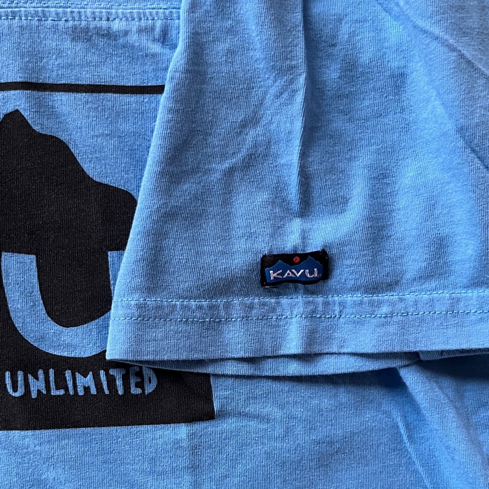 Kavu Organic Cotton Boxy Blue Tee -sz S - Picture 3 of 5